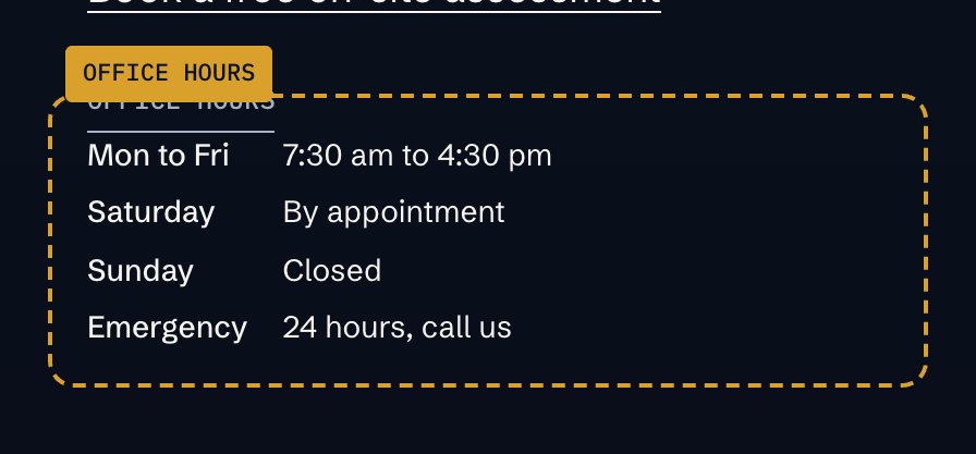 The office hours in edit mode
