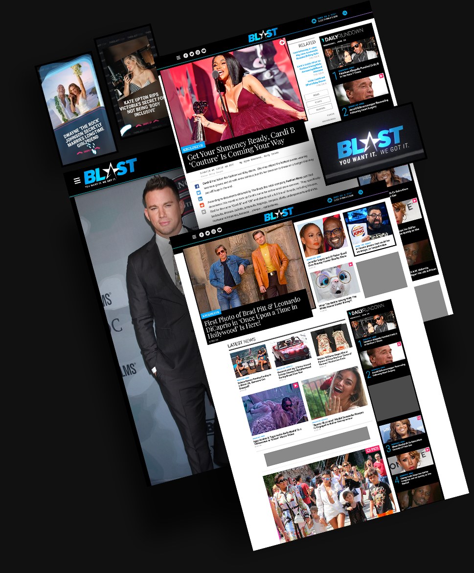 The Blast site, desktop and mobile