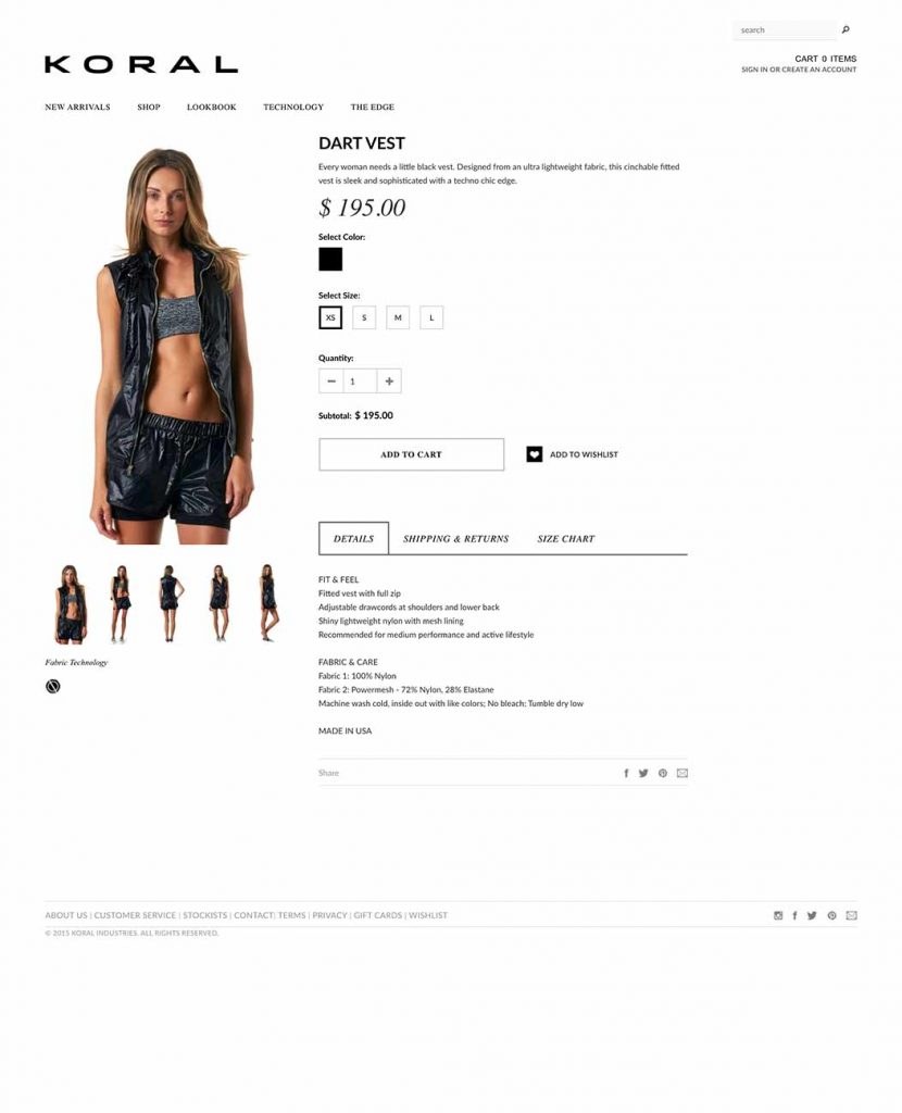 The Koral e-commerce store