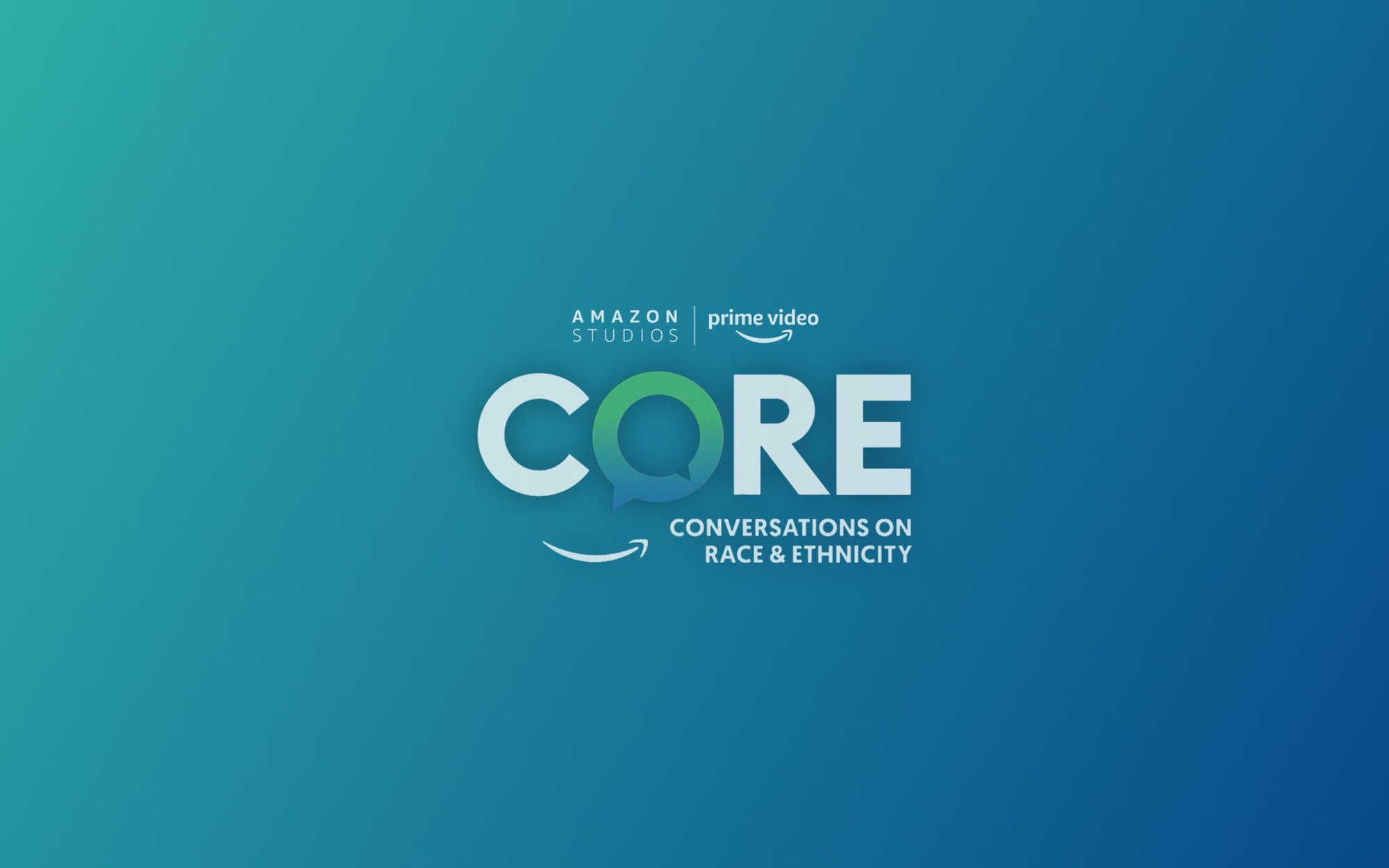 The CORE logo, Conversations on Race and Ethnicity, on a teal gradient