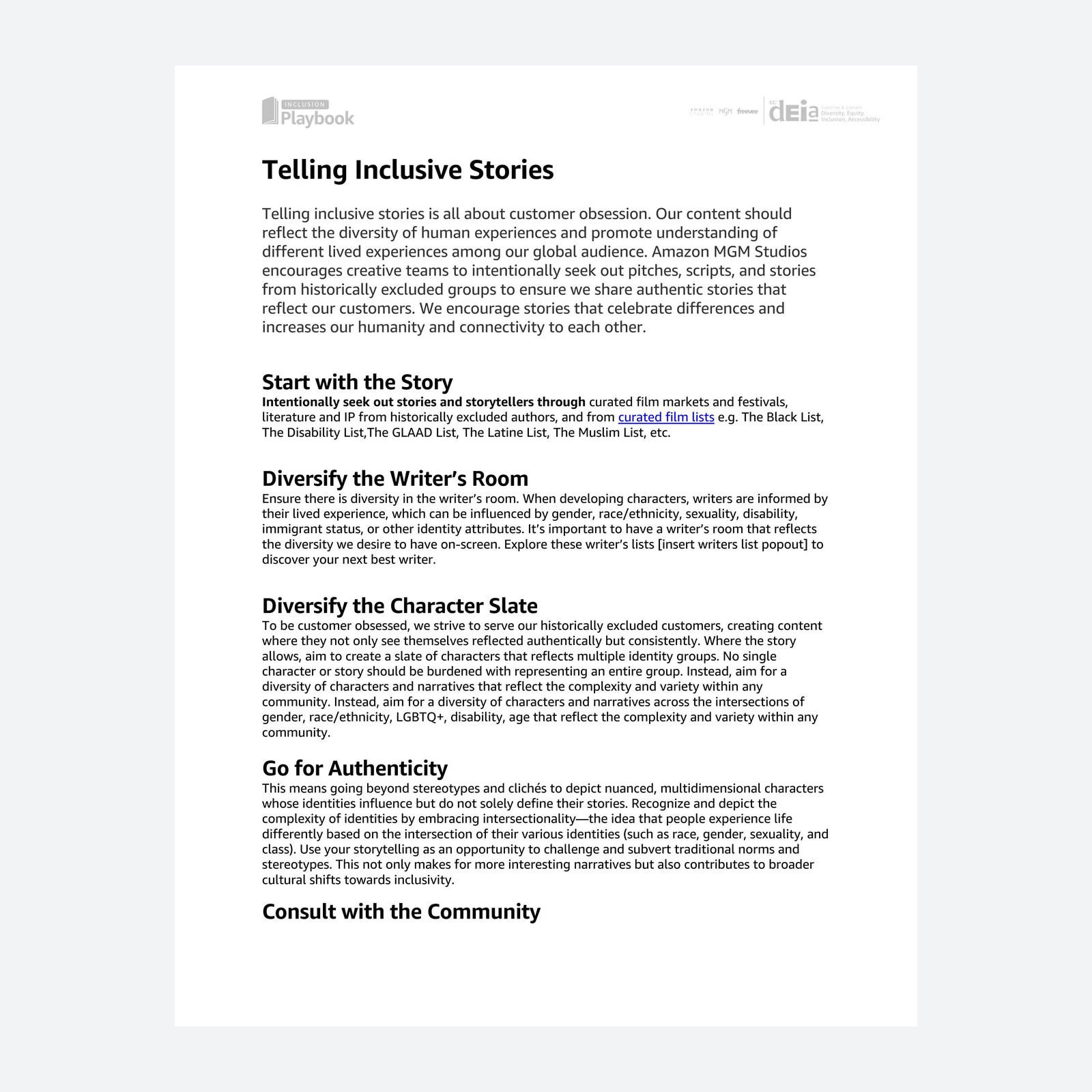 A Playbook tip sheet: Telling Inclusive Stories