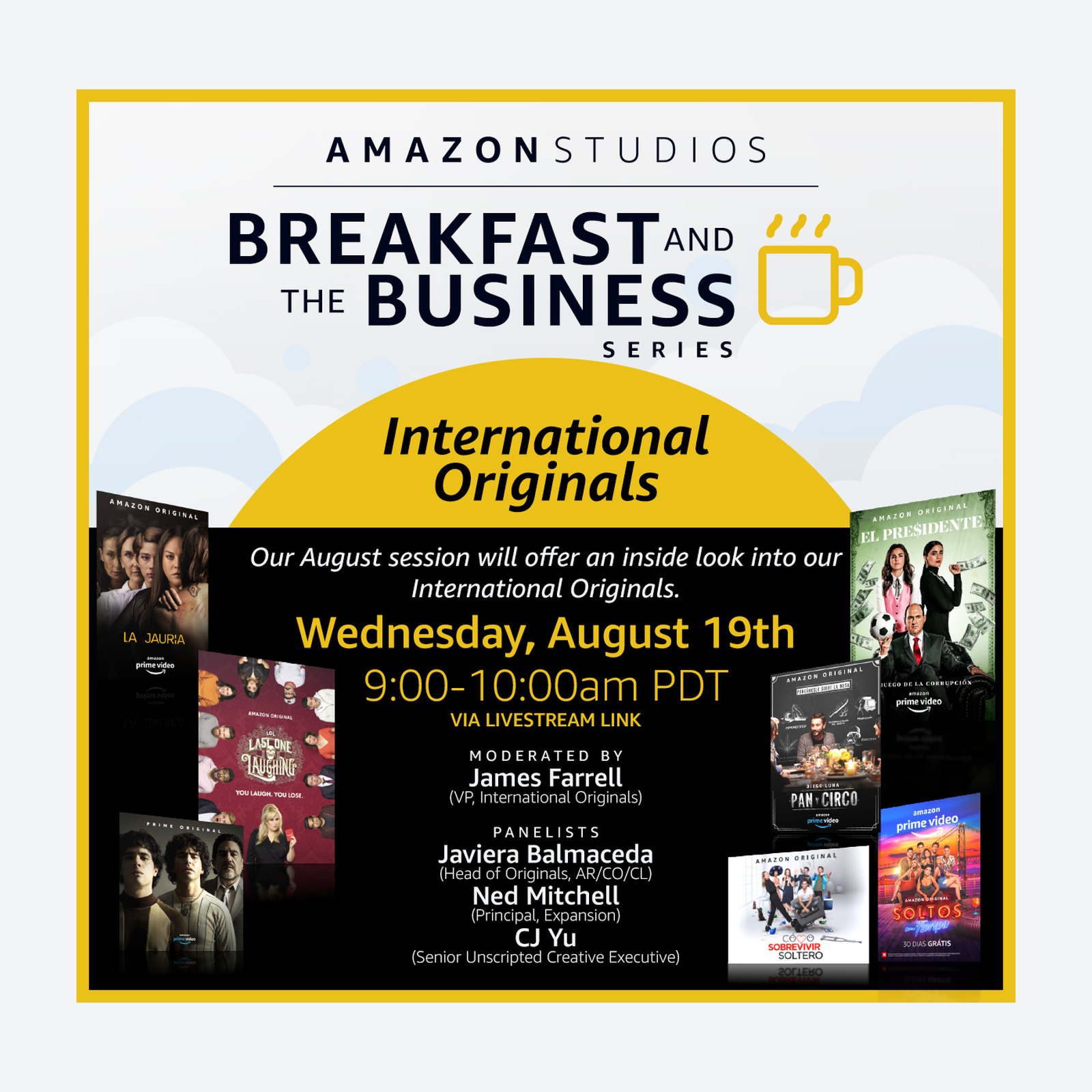 A square Breakfast and the Business invite for an International Originals session