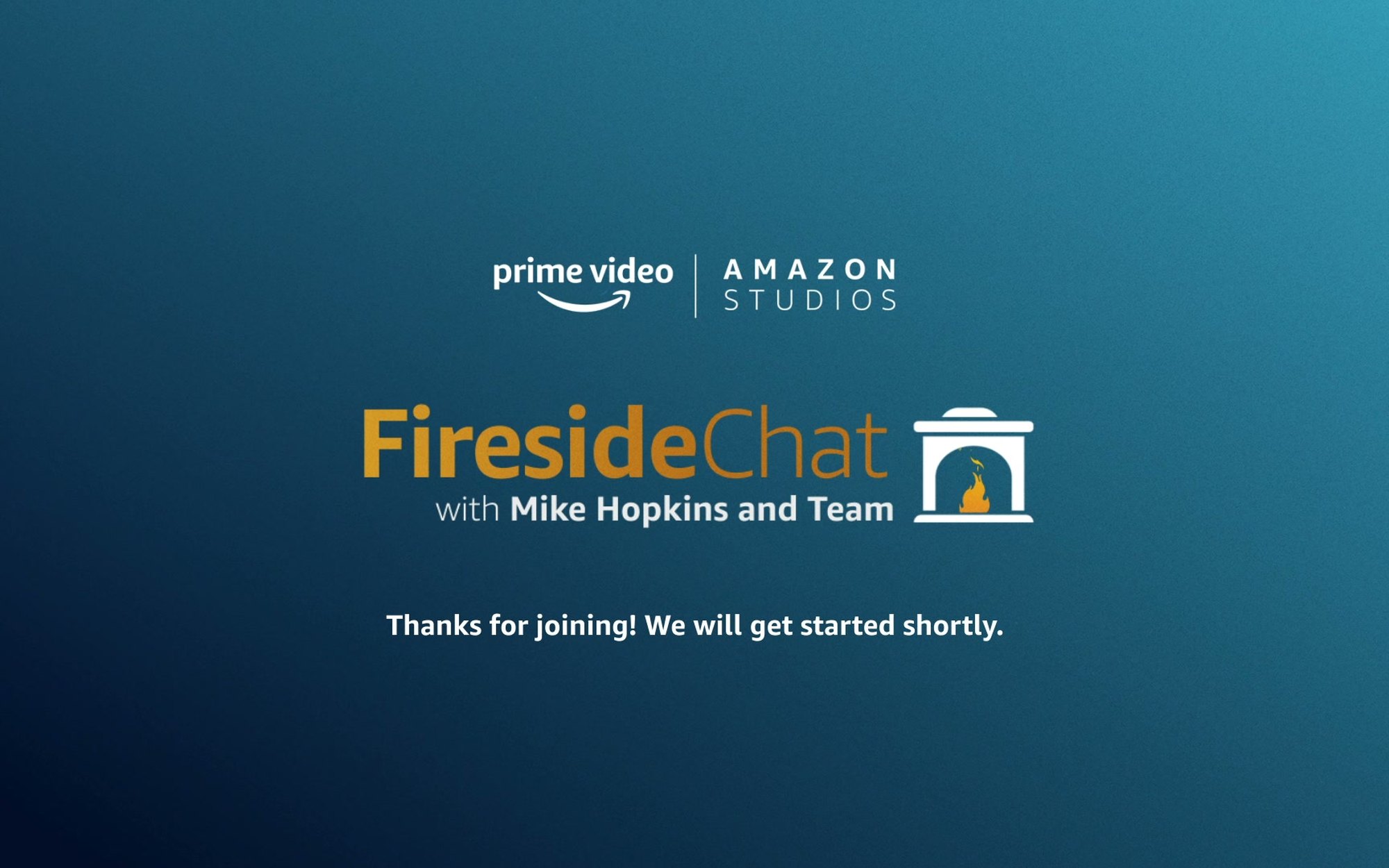 The Fireside Chat title card on deep blue