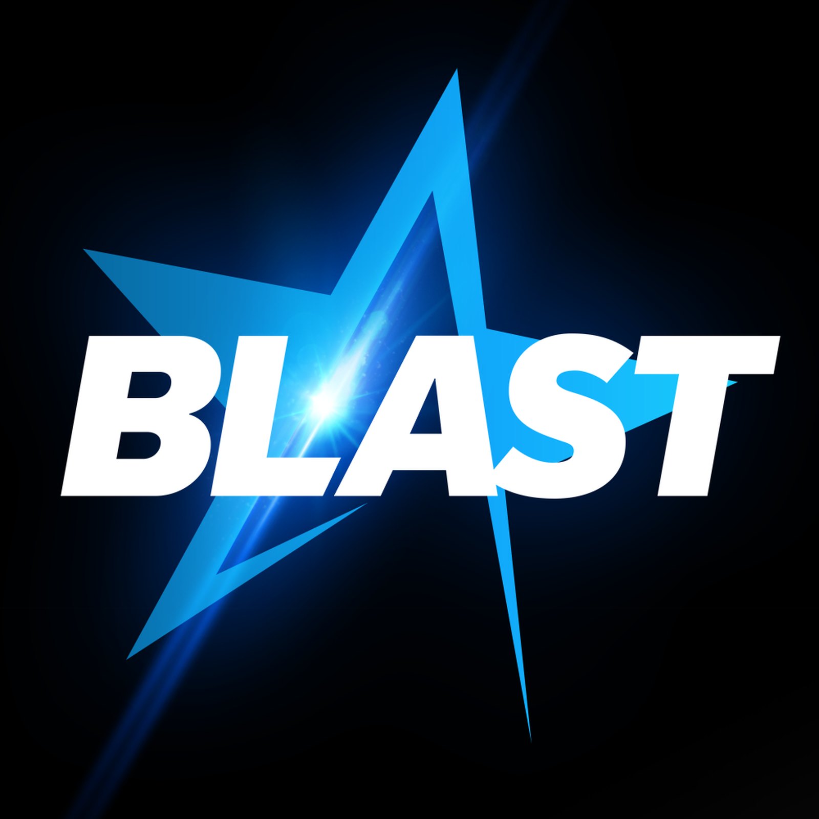 The Blast star mark, lit blue on black