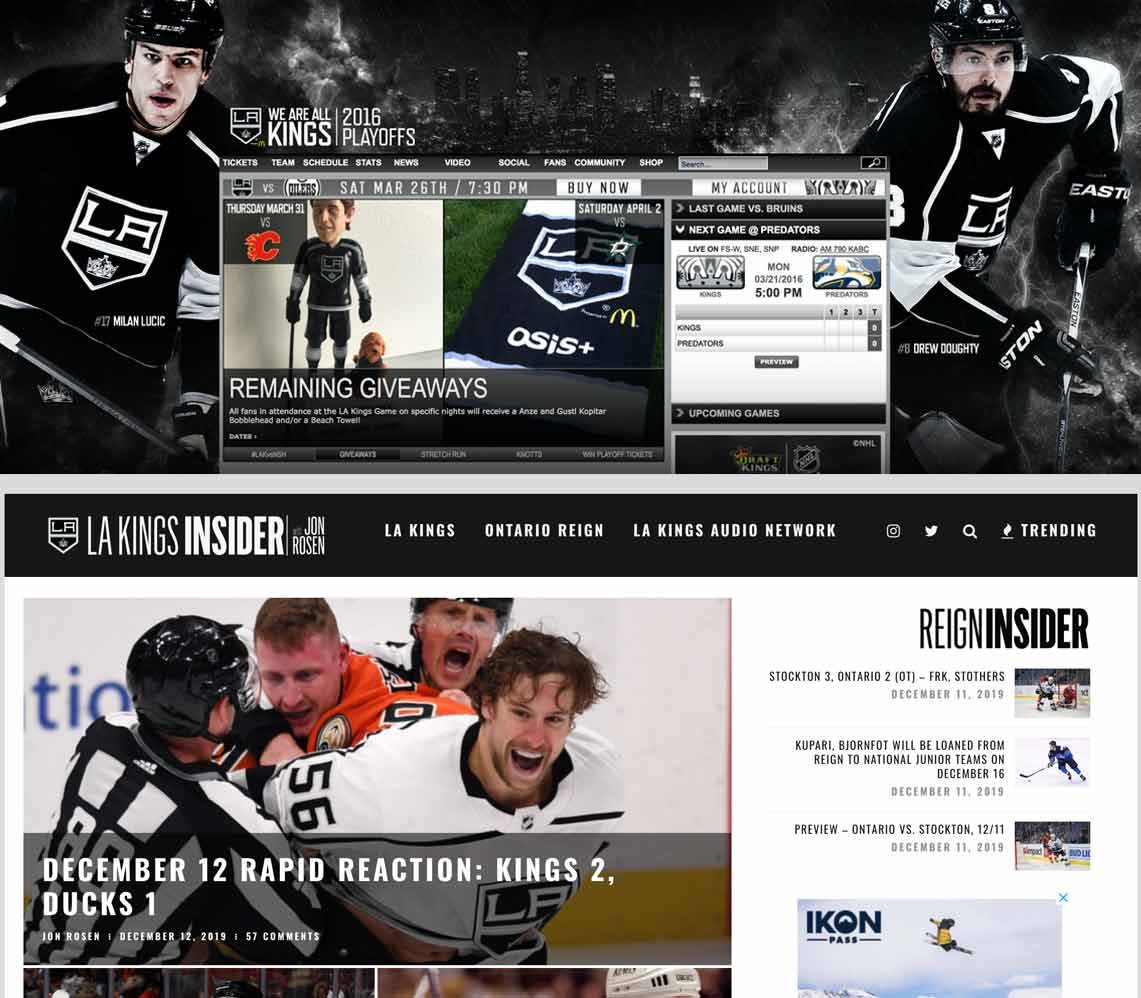 LA Kings digital work: site, newsletter, and social