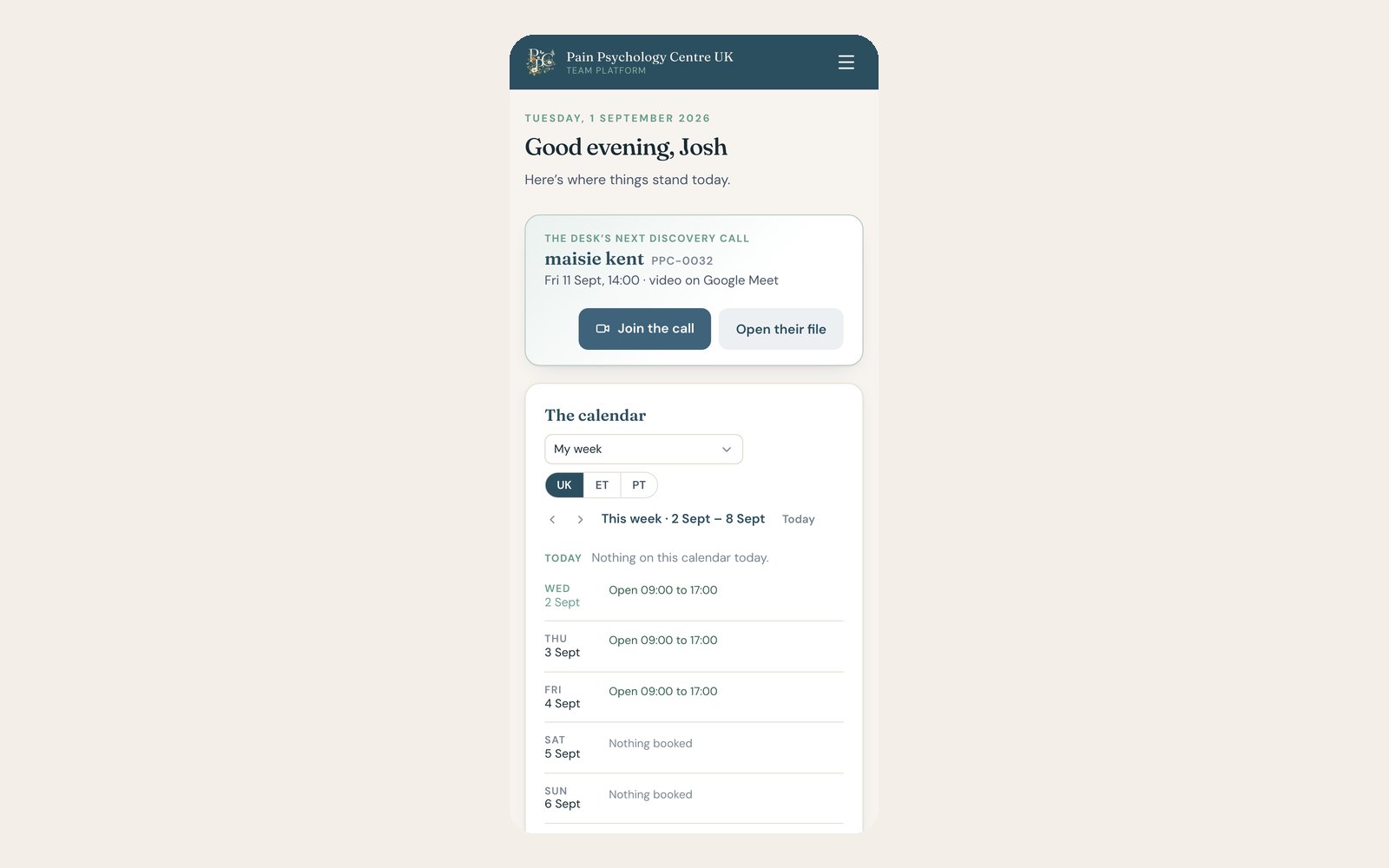 PPCUK dashboard on a phone