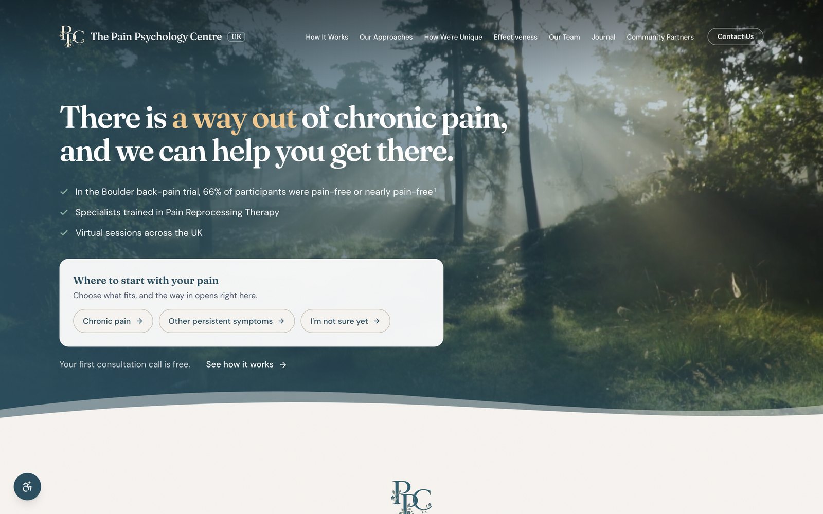PPCUK homepage: meadow photography, a cream ground, and a serif headline over a calm layout