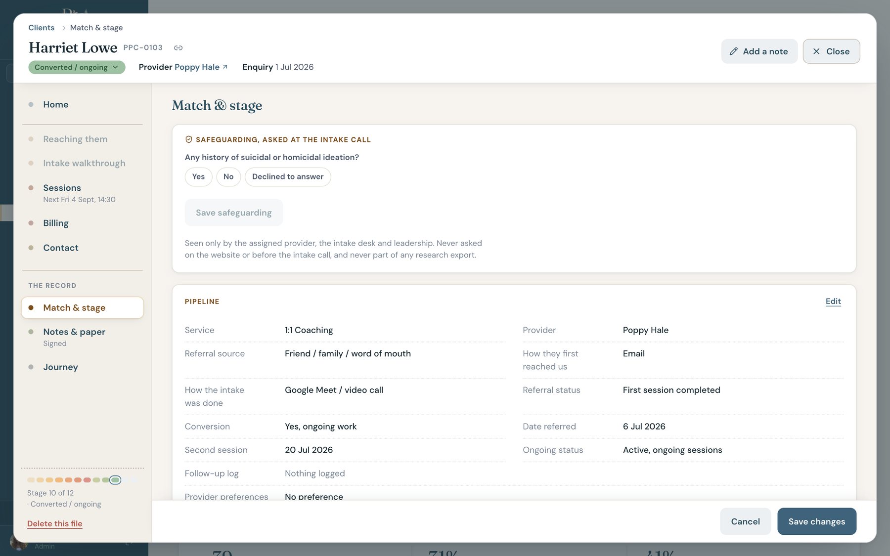 The match tab: provider fit and the referral hand-off