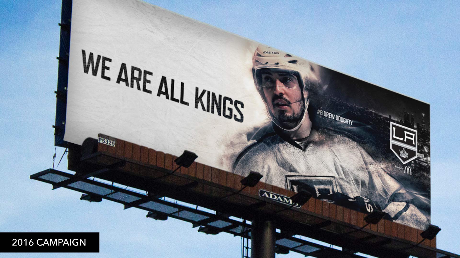 We Are All Kings billboard featuring Drew Doughty over a Los Angeles freeway