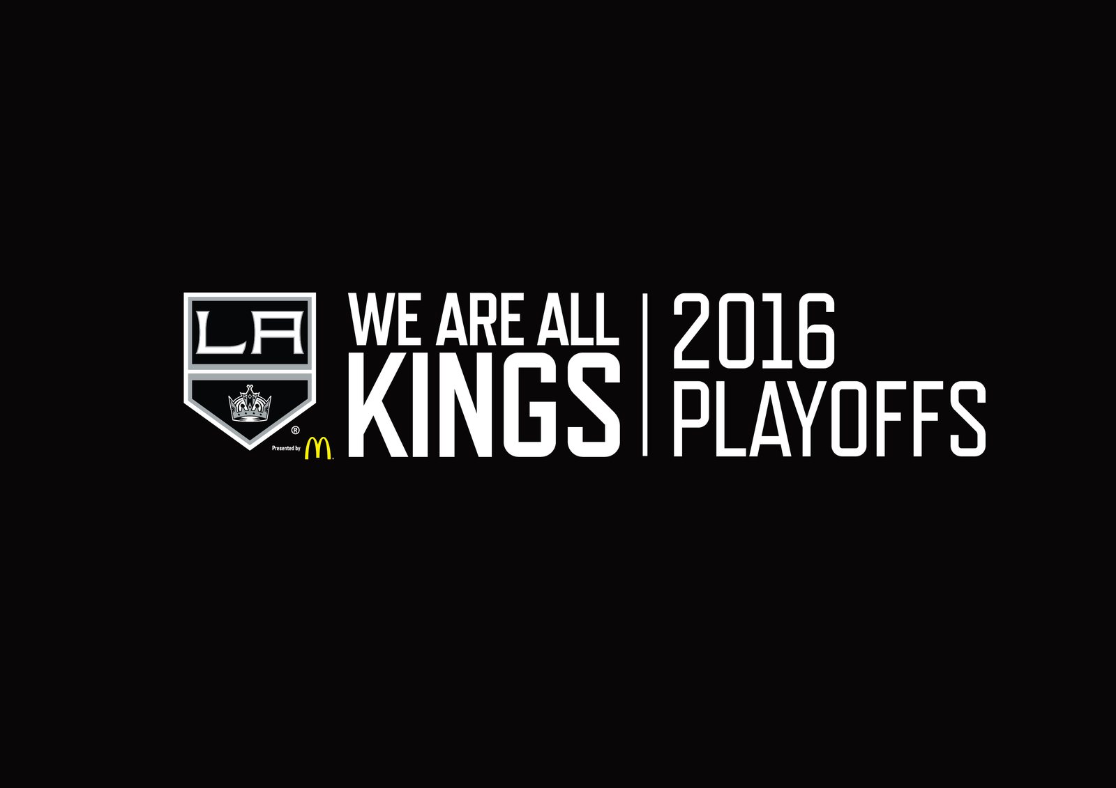 The We Are All Kings 2016 Playoffs lockup in white on black