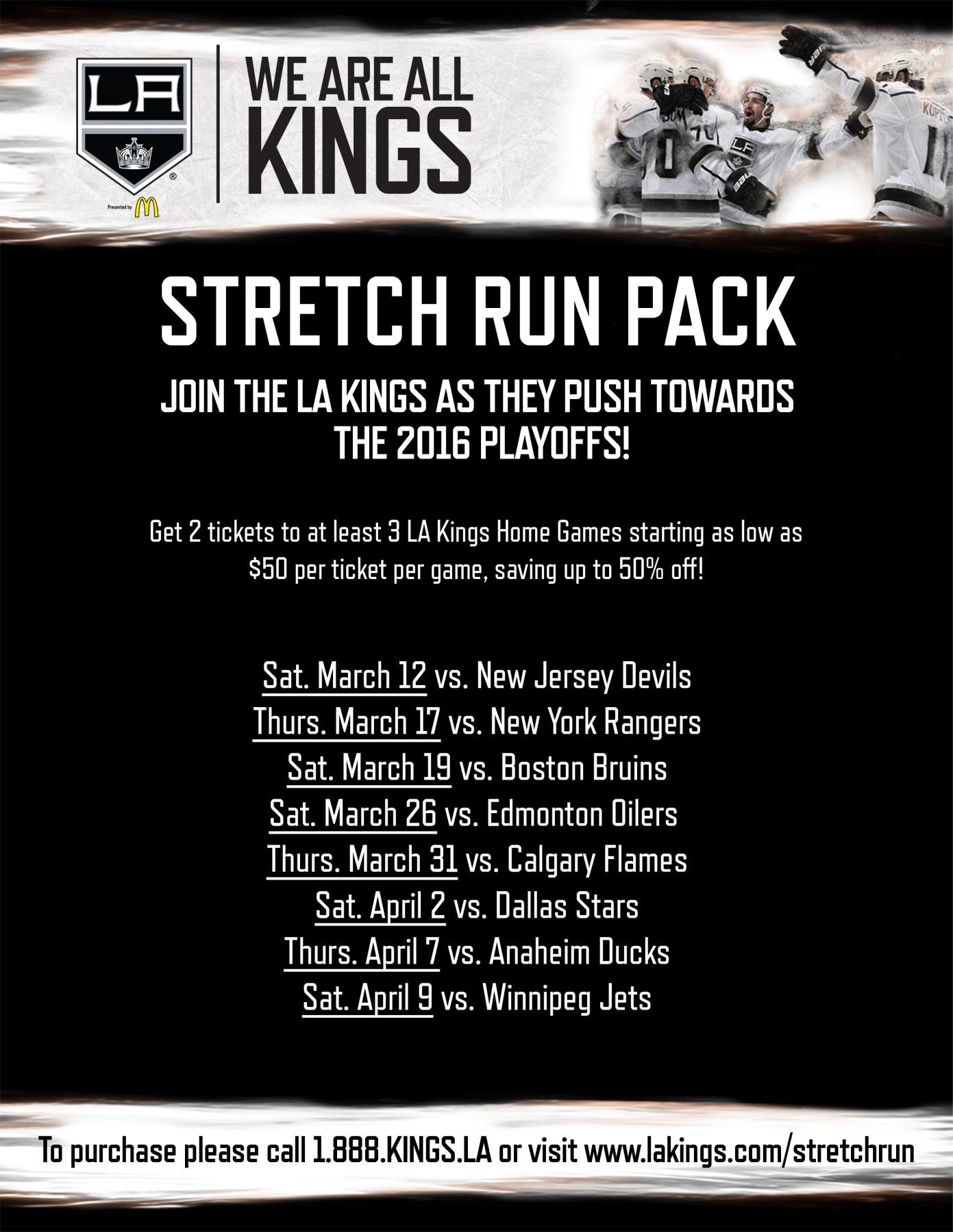 Stretch Run Pack flyer listing the last home games