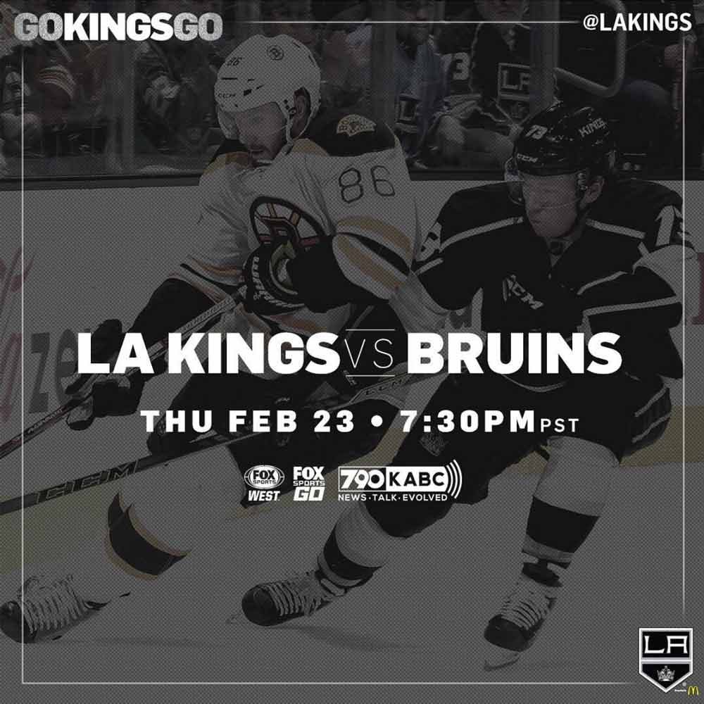 LA Kings vs Bruins, Thursday February 23