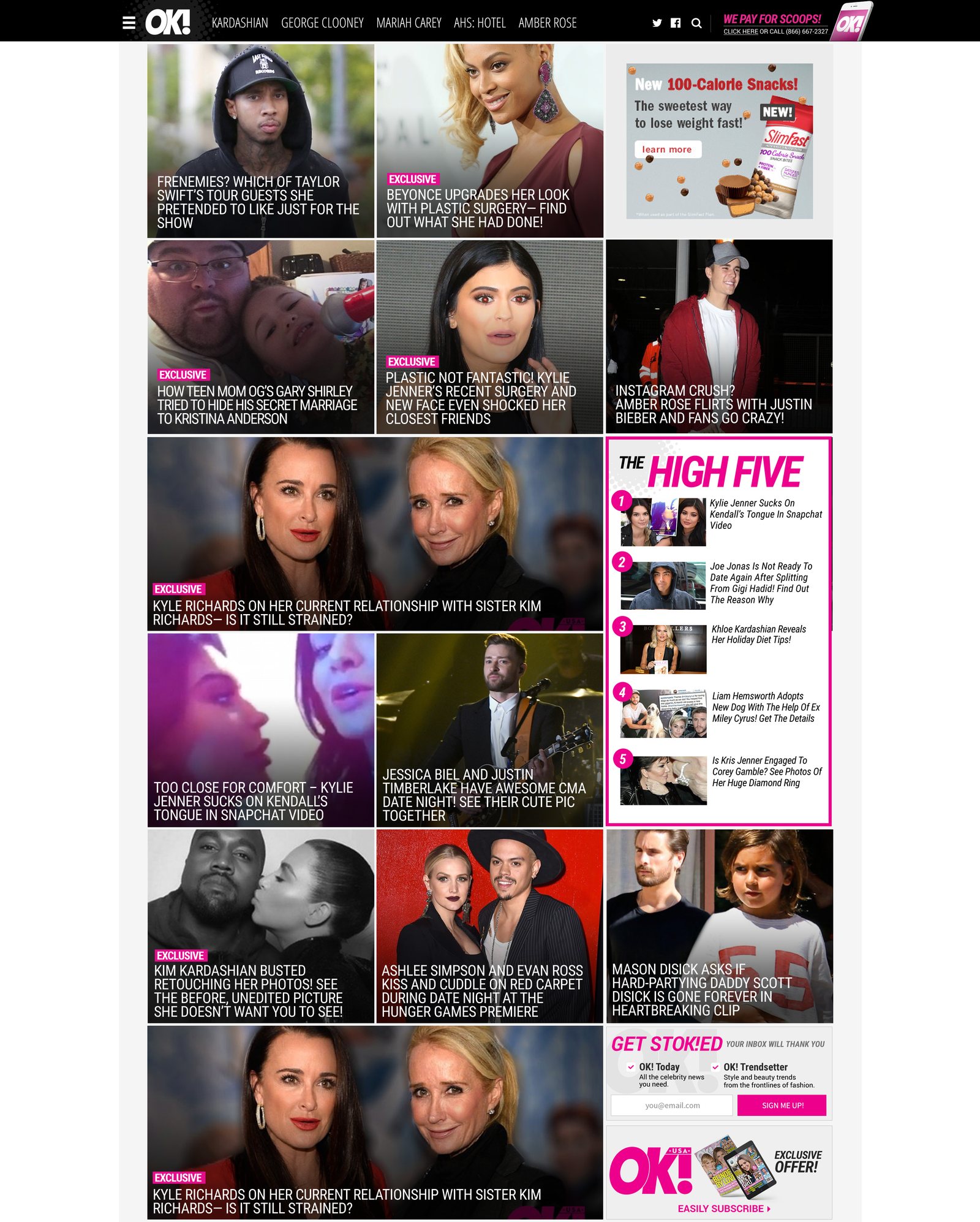 The desktop homepage: a photo grid with the High Five rail