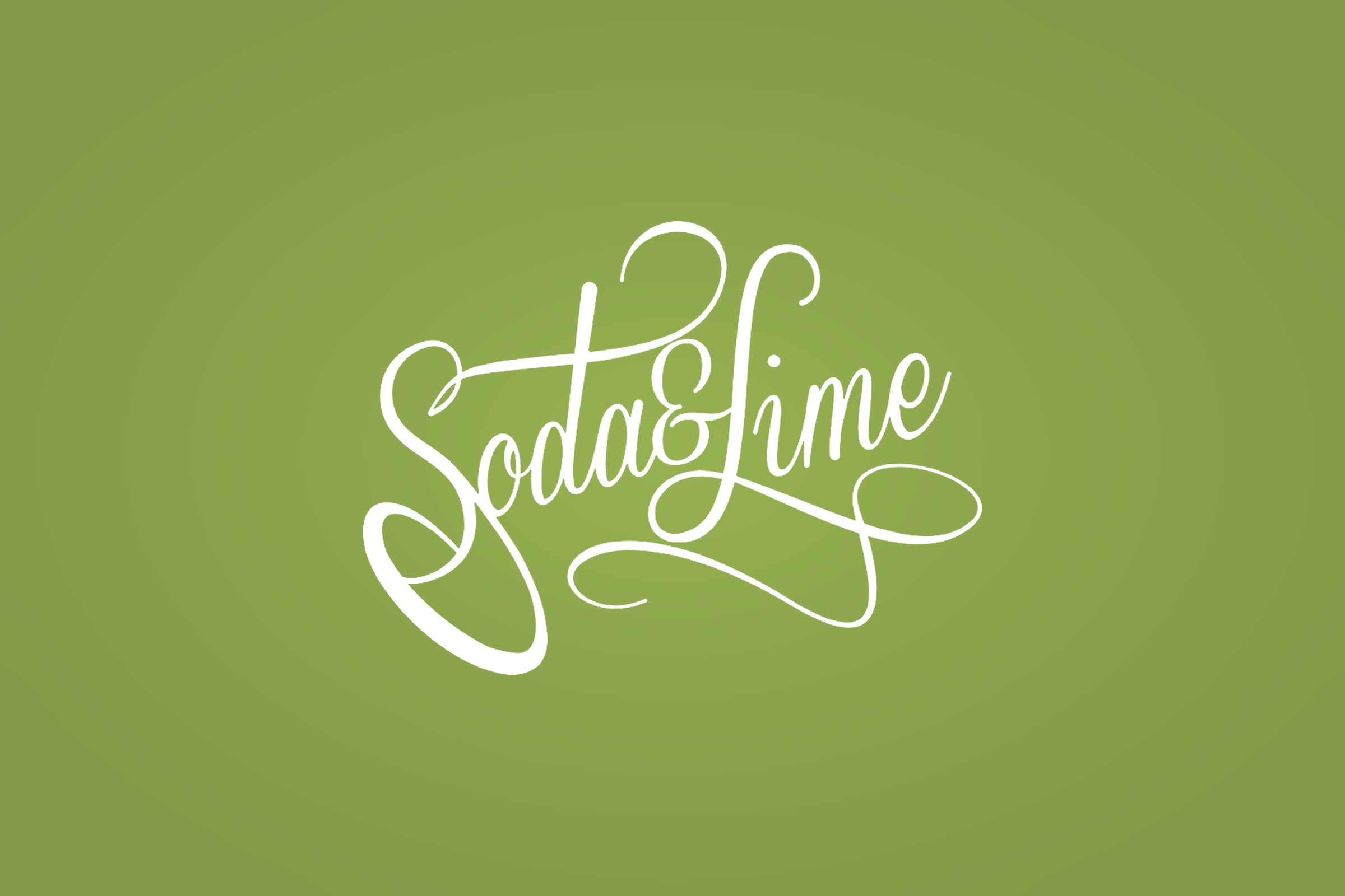 The Soda & Lime script mark in white on lime green