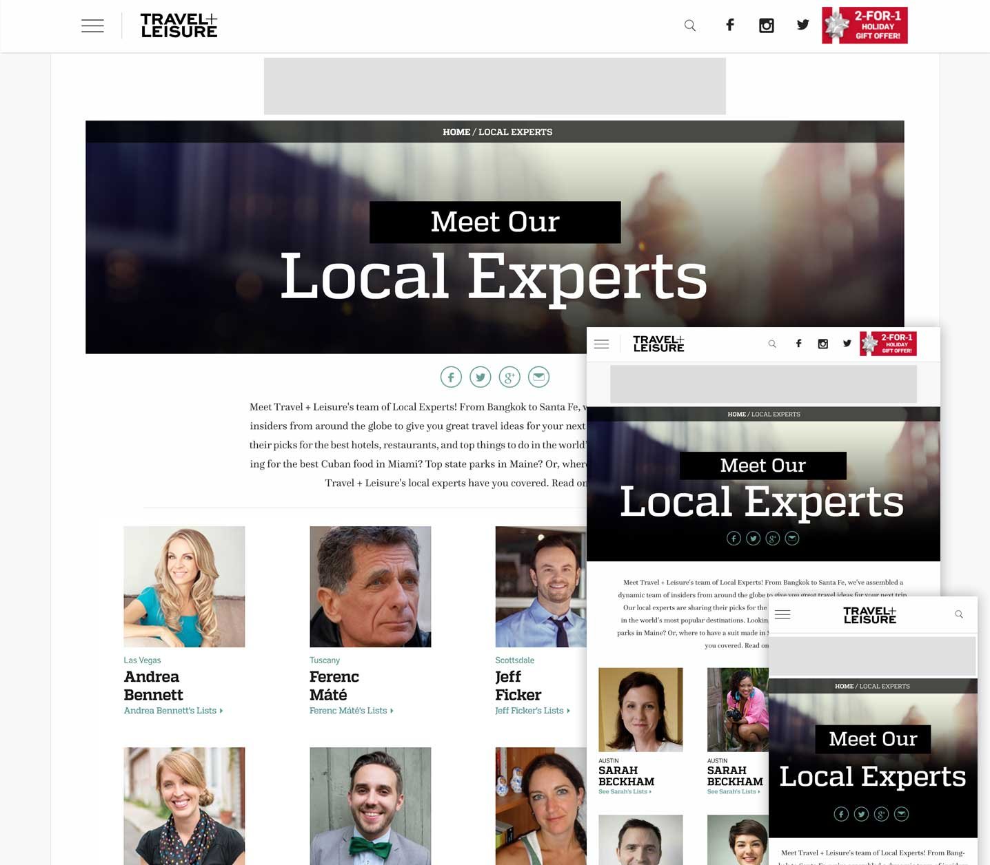 Meet Our Local Experts at three screen sizes