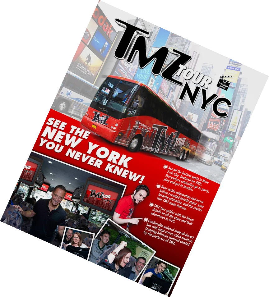The TMZ Tour NYC rack card: See the New York you never knew