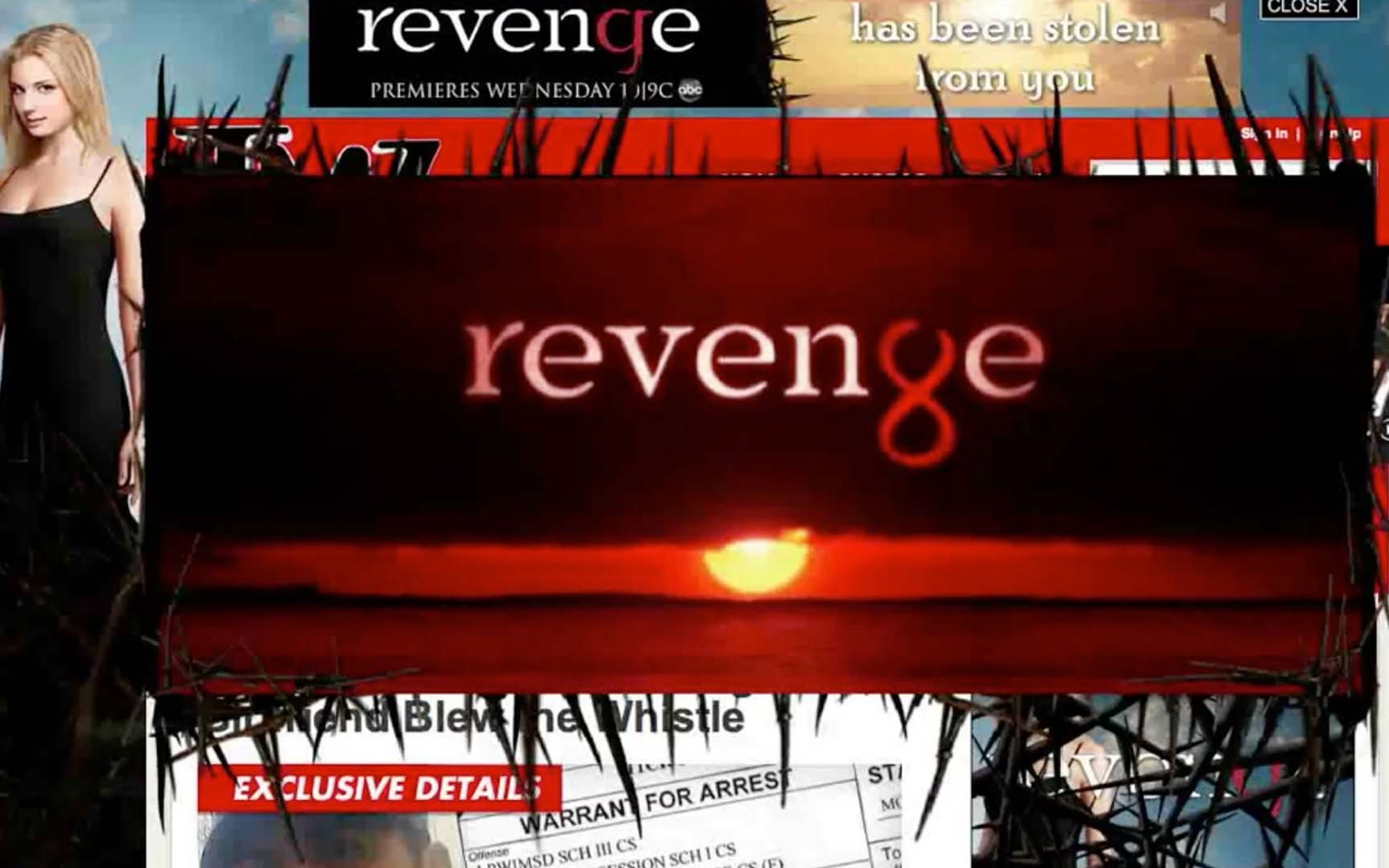An expanding overlay for the premiere of Revenge